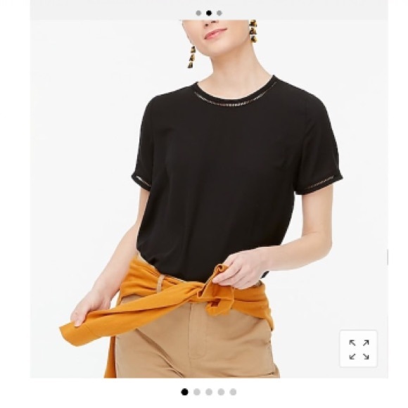 NWT J. Crew Short-Sleeve Top with Ladder Trim - Neon Pink / Coral - Size Large - Picture 9 of 10